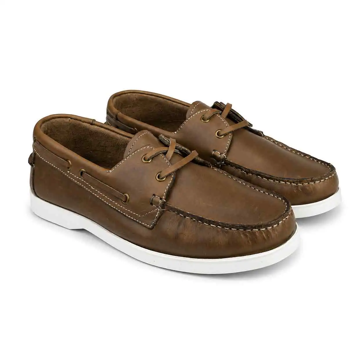 chaussure bateaux homme SEB02 marron kaki cuir miniature